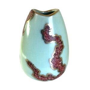 Rare MCM aquamarine blue Jasba ceramic "Fat Lava" vase from West Germany, 1950s